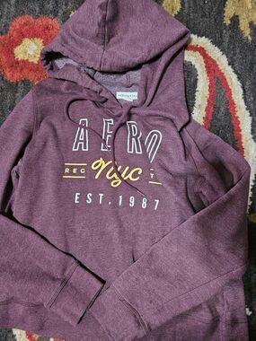 Aeropostale Plush Maroon Sweatshirt with White Label